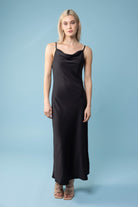 black bias maxi dress