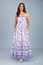 blue floral ricrac maxi dress