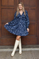 blue floral mini dress