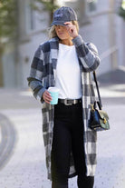 grey tartan cardigan coat