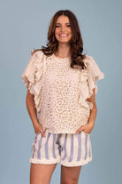 cream crochet top blouse