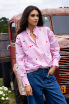 pink stripes shirt