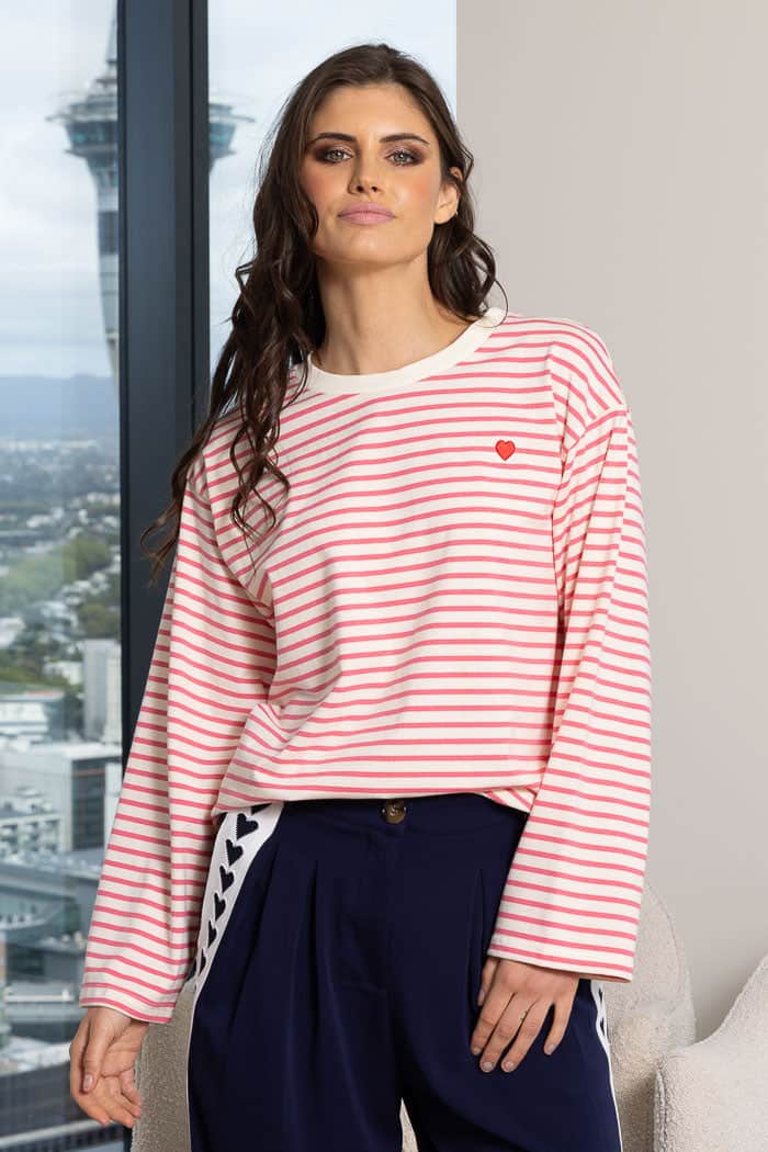 pink striped top
