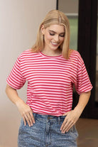 pink red stripes tshirt