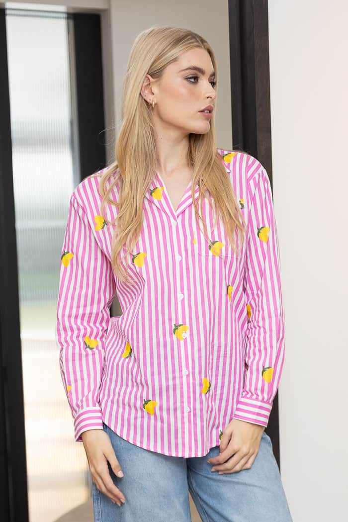 Lemon Shirt Stripe Pink