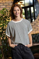 black cream striped tshirt