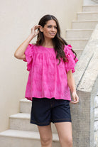 Pink embroidered top