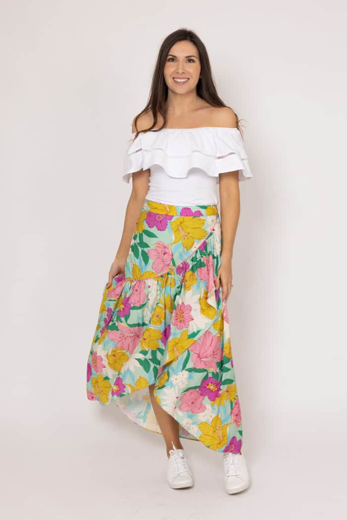 Skylar Wrap Skirt Green Floral – Augustine