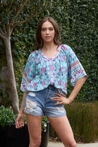 Blue boho blouse