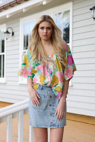 Val Blouse Green Floral – Augustine