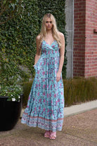 Blue boho print maxi dress