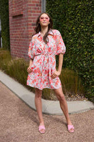 Pink floral mini dress