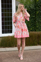 Pink floral mini dress