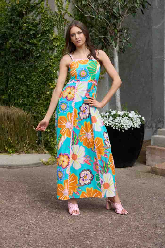 Poppy Maxi Dress Teal Floral – Augustine