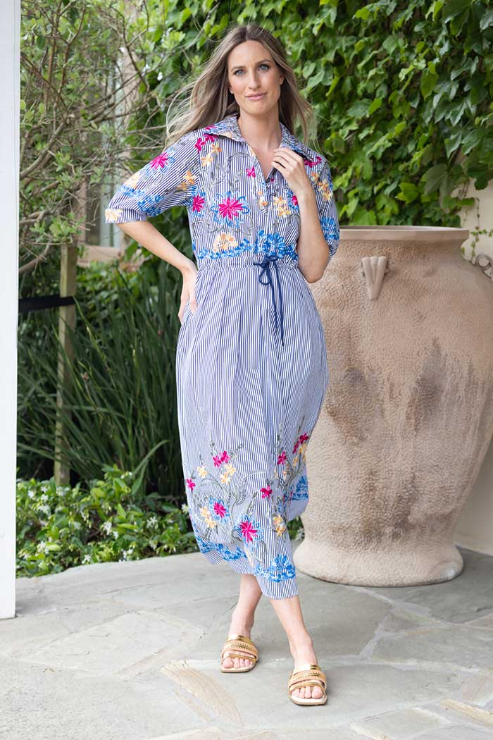 Maxi shirt dress blue floral