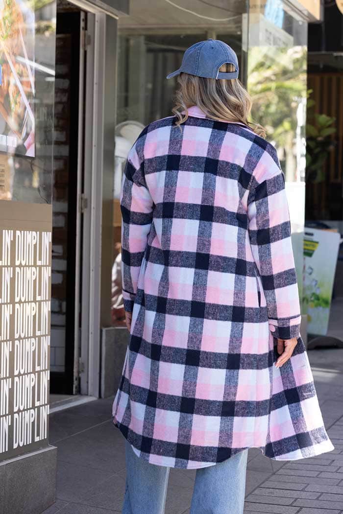 Cameron Coat Pink & Navy Check 3