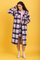LILAC NAVY tartan coat