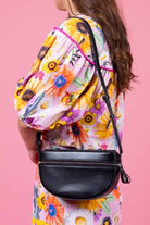 black leather handbag