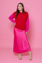 pink leopard bias skirt