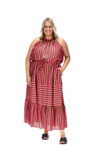 pink striped maxi dress