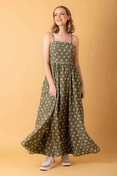 green emerald velvet dress Cassie Tiered Midi Dress – Saujette main image 0