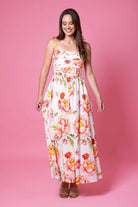 peach floral maxi dress