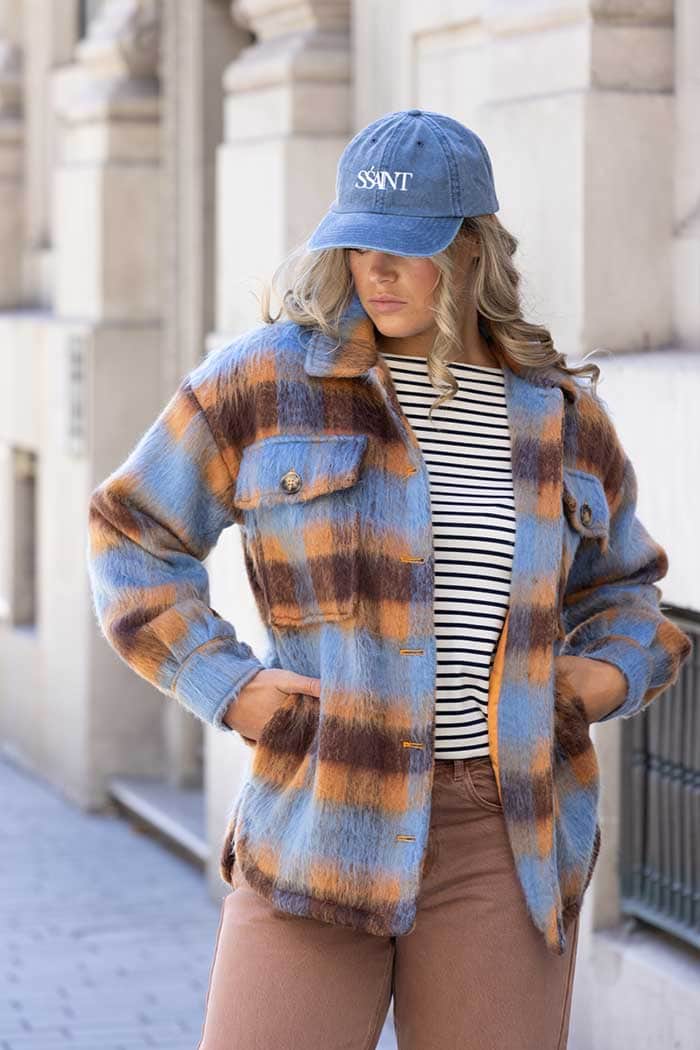 blue brown shacket plus size