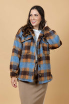 blue brown shacket plus size