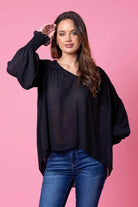 black chiffon top plus size