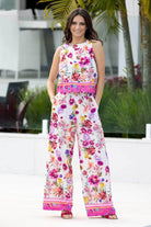 pink floral print top