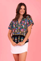 black floral top blouse plus size