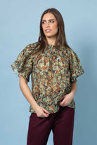 green floral top blouse