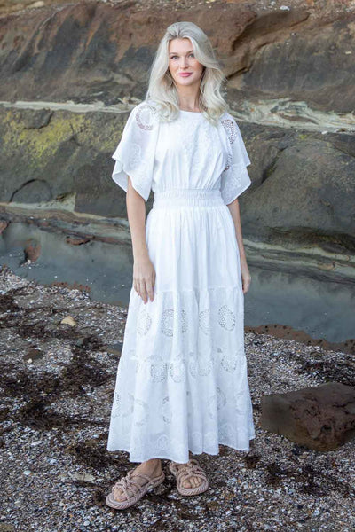 Cloud Embroidered Dress White Lace – Augustine