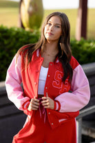 red pink bomber jacket