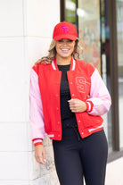red pink bomber jacket