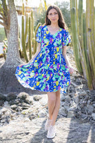 blue floral tiered dress plus size
