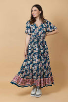 teal floral maxi dress plus size