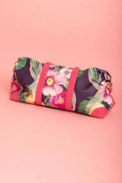 purple floral duffle bag