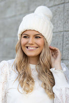 cream knitted beanie bobble