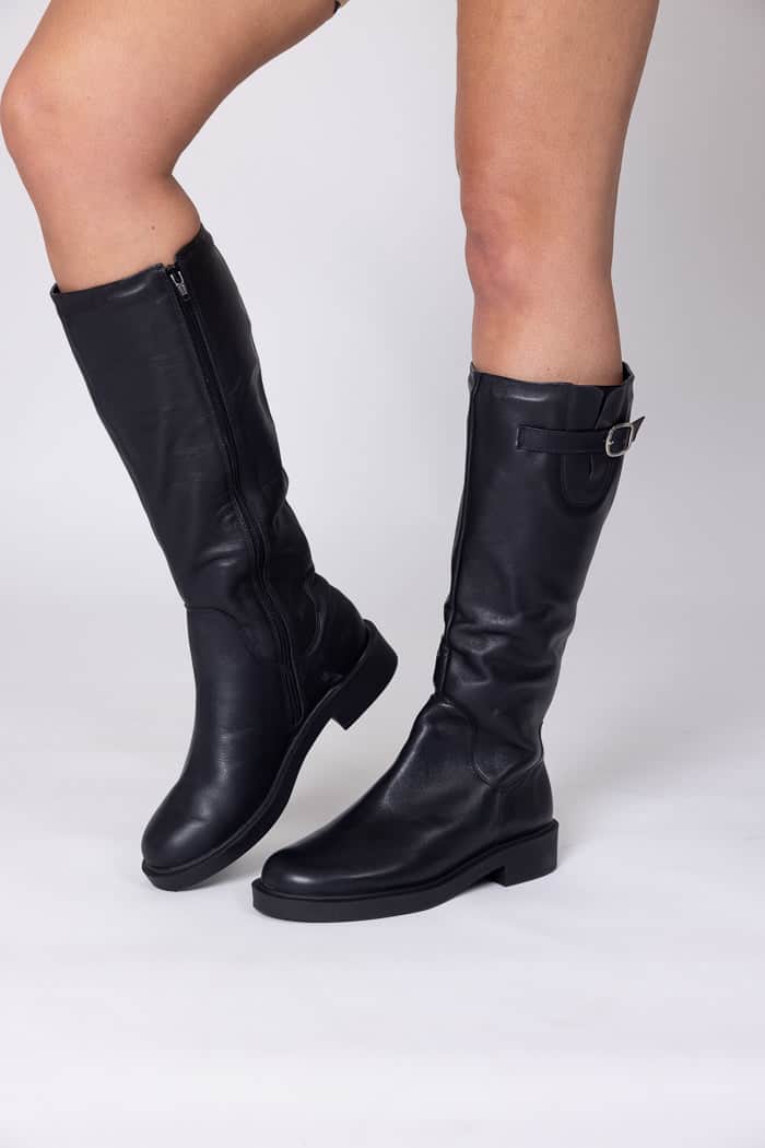 black leather riding boots