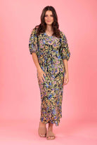 green floral midi dress plus size