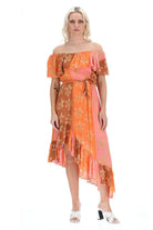 orange floral midi dress