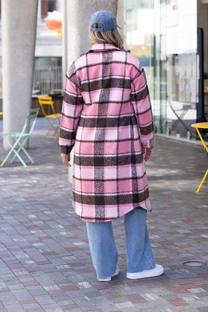 Danielle Coat Pink Brown Tartan 3