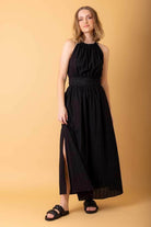 black Embroidered maxi dress