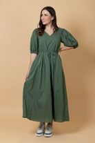 green Vneck midi dress plus size