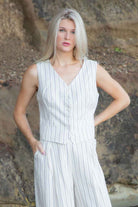 beige stripe vest waistcoat