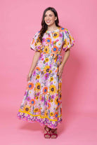 pink yellow floral dress