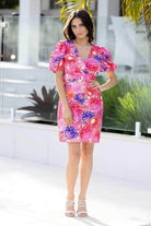 pink floral mini dress