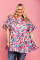 pink floral top plus size
