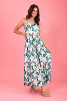 teal floral tiered dress plus size